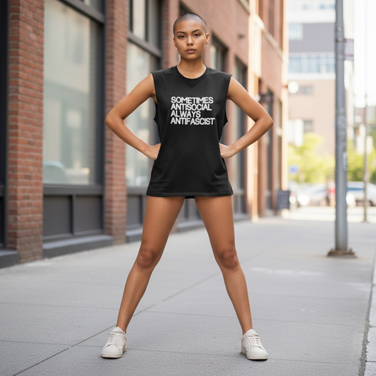 Sometimes Antisocial Always Antifascist Sleeveless Tee
